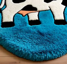 Handtufted Blue Cow Cartoon Rug