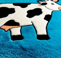 Handtufted Blue Cow Cartoon Rug