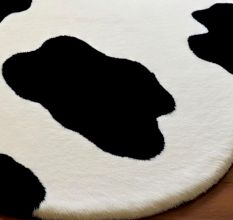 Handtufted Cow Print Cozy Rug