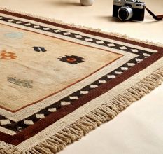 Handknotted Boho Border Cream Rug