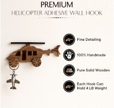 Natural Wooden Helicopter Design Adhesive Wall Hook