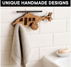Natural Wooden Helicopter Design Adhesive Wall Hook