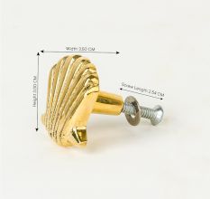 Handmade Golden Brass Scallop Shell Knob – Elegant Cabinet and Drawer Pull