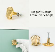Handmade Golden Brass Scallop Shell Knob – Elegant Cabinet and Drawer Pull