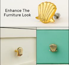 Handmade Golden Brass Scallop Shell Knob – Elegant Cabinet and Drawer Pull