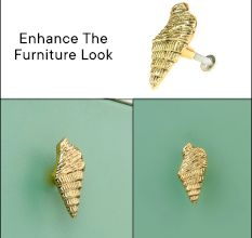 Handmade Golden Brass Conch Shell Knob – Decorative Cabinet and Drawer Pull