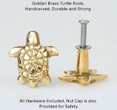 Golden Brass Turtle Knob – Handmade Cabinet and Drawer Pull