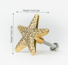 Handcrafted Golden Brass Starfish Cabinet Pull Knob