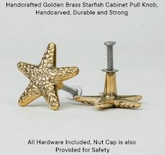 Handcrafted Golden Brass Starfish Cabinet Pull Knob