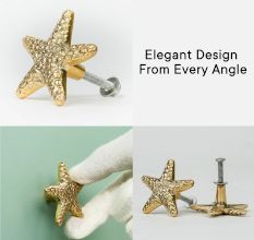 Handcrafted Golden Brass Starfish Cabinet Pull Knob