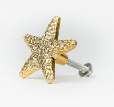 Handcrafted Golden Brass Starfish Cabinet Pull Knob