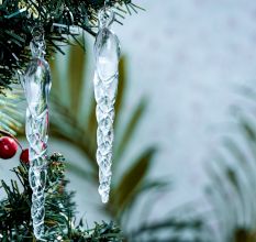 20 Pieces Clear Glass Icicle Ornaments – Elegant Christmas Tree Hanging Decorations