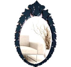 Ebony Leaf Oval Mirror