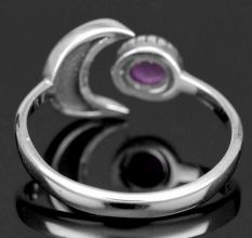 Dainty Amethyst Crescent Moon Ring 925 Sterling Silver Handmade For Women