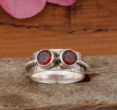 Red Garnet Spinner 925 Sterling Silver Ring Boho Jewelry