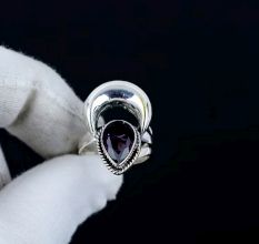 Crescent Moon Amethyst 925 Sterling Silver Ring Handmade Boho Jewelry