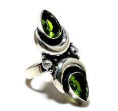 Peridot Moon 925 Sterling Silver Ring Boho Jewelry