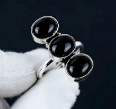 Black Onyx Ring 925 Sterling Silver Handmade Boho Jewelry