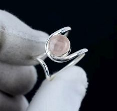 Rose Quartz 925 Sterling Silver Ring Handmade Healing Gemstone
