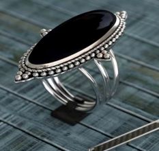 Boho Black Onyx Ring 925 Sterling Silver Handmade Gemstone Jewelry