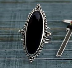 Boho Black Onyx Ring 925 Sterling Silver Handmade Gemstone Jewelry
