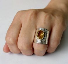 Citrine Gemstone Designer 925 Sterling Silver Ring Handmade Boho Jewelry