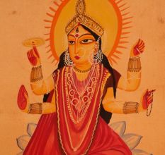 Vintage Art Paper Painting of Hindu Goddess for Décor