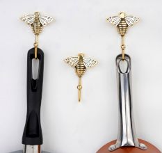 Bee Design Brass & Mother of Pearl Wall Hook – Elegant Decorative Hook for Home & Bathroom-Pack of 3