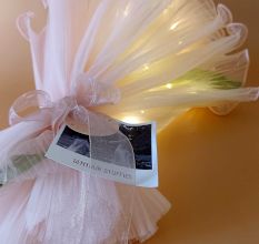 Trio of Crochet Tulips Ruffled Lace With Frilly Tulle