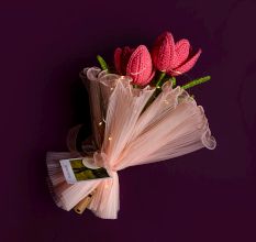 Charming Pink Crochet Blossoms With Frilly Tulle