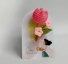 Pink Crochet Tulip Charming Frilly Tulle With Ivory Accent