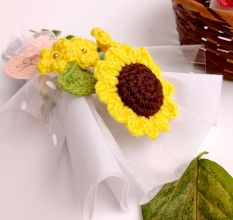Sunny Crochet Sunflower Posy Whimsical Yellow Tulle