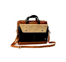 Structured Tan Beige Vegan Leather Laptop Sleeve