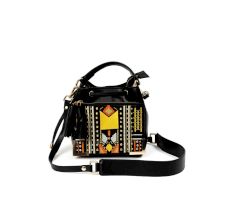 Bohemian Vegan Leather Sling Bag With Vibrant Tribal Motif