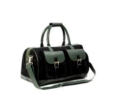 Forest Green Satchel With Brown Vegan Leather Duffle Bag