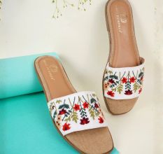 Colorful Canvas Slip with Floral Comfort Strap
