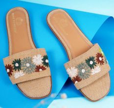 Handmade Boho Slip Sandal with Embroidered Strap