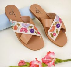 Handmade Rustic Cross Strap Slip with Artisan Detailing