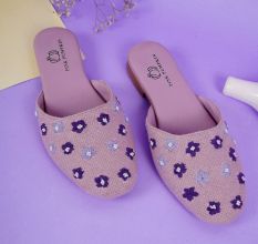 Pastel Pink Mules with Playful Comfort Patterned