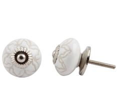 White Flower Etched Knob (1)