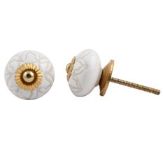 White Flower Etched Knob (1)
