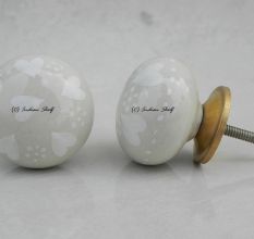 Cream Heart Flat Knob