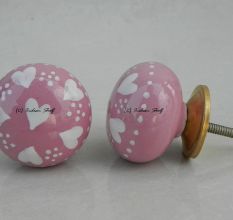 Pink Heart Flat Knob