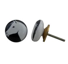 White Horse Face Ceramic Knob