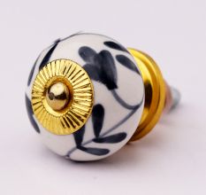 Grey Leaf Ceramic Knob (1)