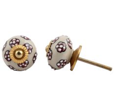 Pink Tiny Floral Ceramic Knob