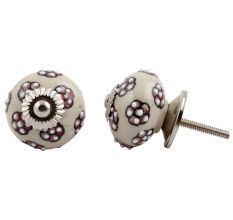 Pink Tiny Floral Ceramic Knob