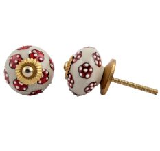 Red Tiny Floral Ceramic Knob