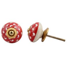 Old Red Flower Ceramic Knob