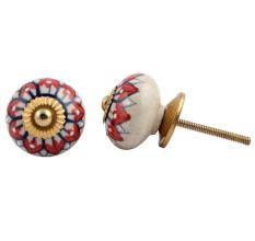 Zinnia Flower Ceramic Knob